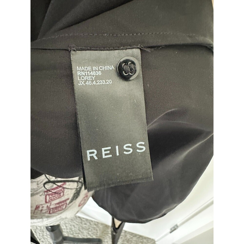 REISS Lorey 100% Silk Colorblock Blouse Black Champagne US 8 UK 12 - Picture 6 of 9